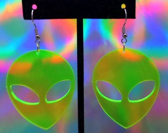 Florescent Alien Acrylic Earrings