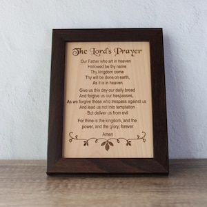 The Lord's Prayer Sign Engraved Prayer Our Father Prayer Wall Art Christian Decor Lords Prayer Plaque Christian Gift Christian Home Decor