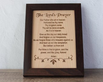 Oración grabada con el Padre Nuestro, arte de pared, decoración cristiana, placa del Padre Nuestro, regalo cristiano, decoración cristiana para el hogar.