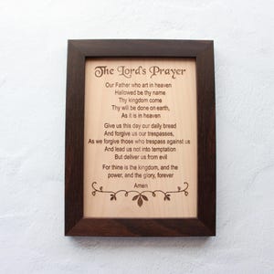 Oración grabada con el Padre Nuestro, arte de pared, decoración cristiana, placa del Padre Nuestro, regalo cristiano, decoración cristiana para el hogar. imagen 11