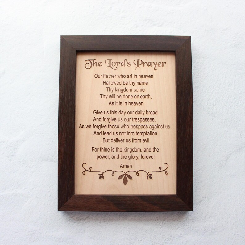 Oración grabada con el Padre Nuestro, arte de pared, decoración cristiana, placa del Padre Nuestro, regalo cristiano, decoración cristiana para el hogar. imagen 11
