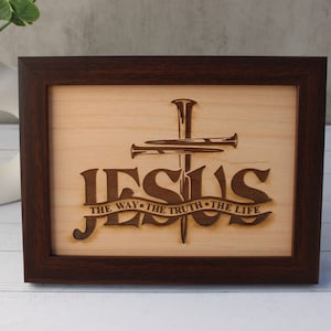 Christian Wall Art Wooden Jesus Sign Religious Home Decor Inspirational Decor Baptism Gift Faith Bible Verse Prayer Room Church Decoration