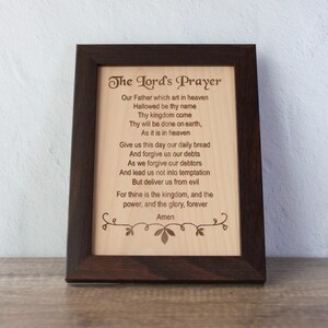 Oración grabada con el Padre Nuestro, arte de pared, decoración cristiana, placa del Padre Nuestro, regalo cristiano, decoración cristiana para el hogar. Debts