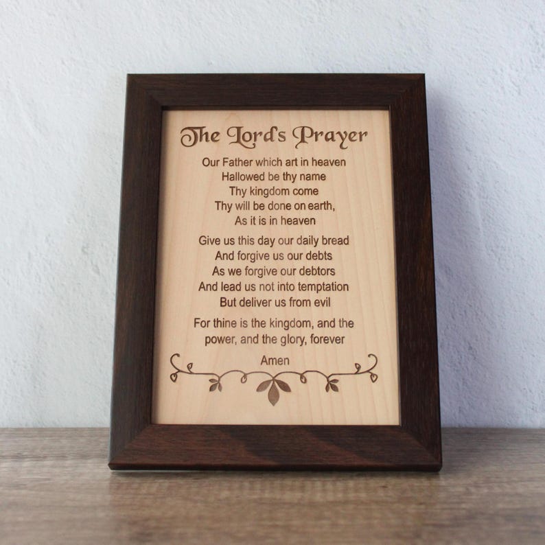 Oración grabada con el Padre Nuestro, arte de pared, decoración cristiana, placa del Padre Nuestro, regalo cristiano, decoración cristiana para el hogar. Debts