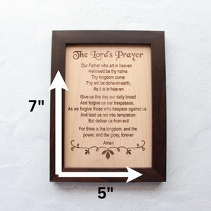 Oración grabada con el Padre Nuestro, arte de pared, decoración cristiana, placa del Padre Nuestro, regalo cristiano, decoración cristiana para el hogar. imagen 4