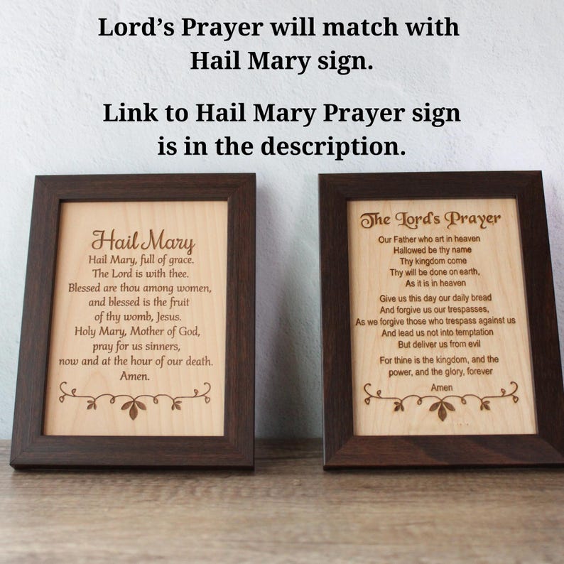 Oración grabada con el Padre Nuestro, arte de pared, decoración cristiana, placa del Padre Nuestro, regalo cristiano, decoración cristiana para el hogar. imagen 8