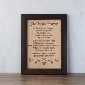 Oración grabada con el Padre Nuestro, arte de pared, decoración cristiana, placa del Padre Nuestro, regalo cristiano, decoración cristiana para el hogar. imagen 7