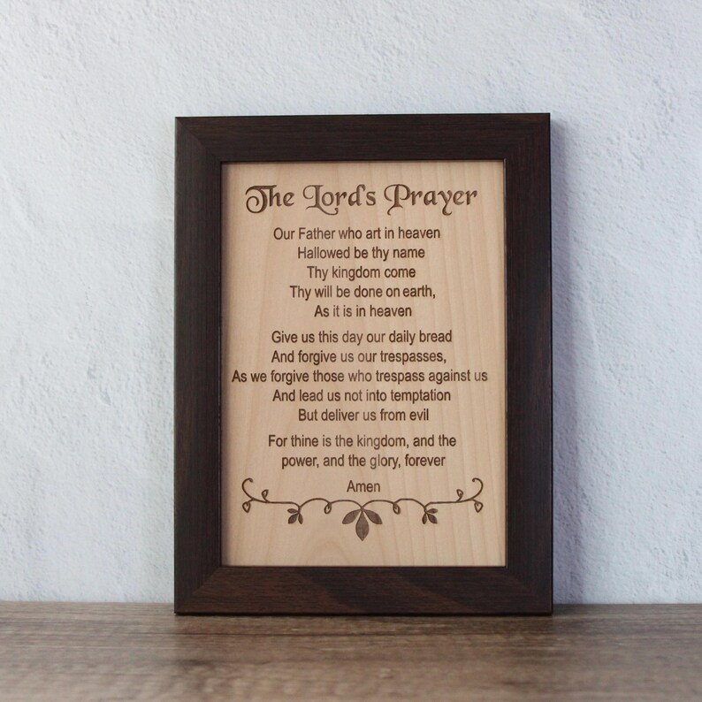Oración grabada con el Padre Nuestro, arte de pared, decoración cristiana, placa del Padre Nuestro, regalo cristiano, decoración cristiana para el hogar. imagen 7