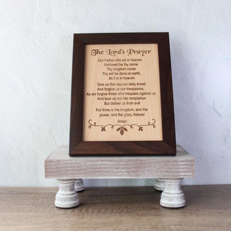 Oración grabada con el Padre Nuestro, arte de pared, decoración cristiana, placa del Padre Nuestro, regalo cristiano, decoración cristiana para el hogar. imagen 5