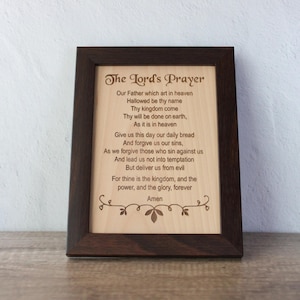Oración grabada con el Padre Nuestro, arte de pared, decoración cristiana, placa del Padre Nuestro, regalo cristiano, decoración cristiana para el hogar. Sins