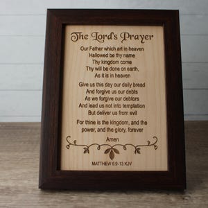 The Lord&#39;s Prayer Sign Engraved Prayer Our Father Prayer Wall Art Christian Decor Lords Prayer Plaque Christian Gift Christian Home Decor