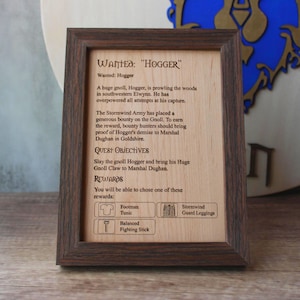 Wanted:  "Hogger"  Classic WoW Quest Engraved Wood Sign, World of Warcraft Decor, World of Warcraft Gift, Alliance, Warcraft Anniversary