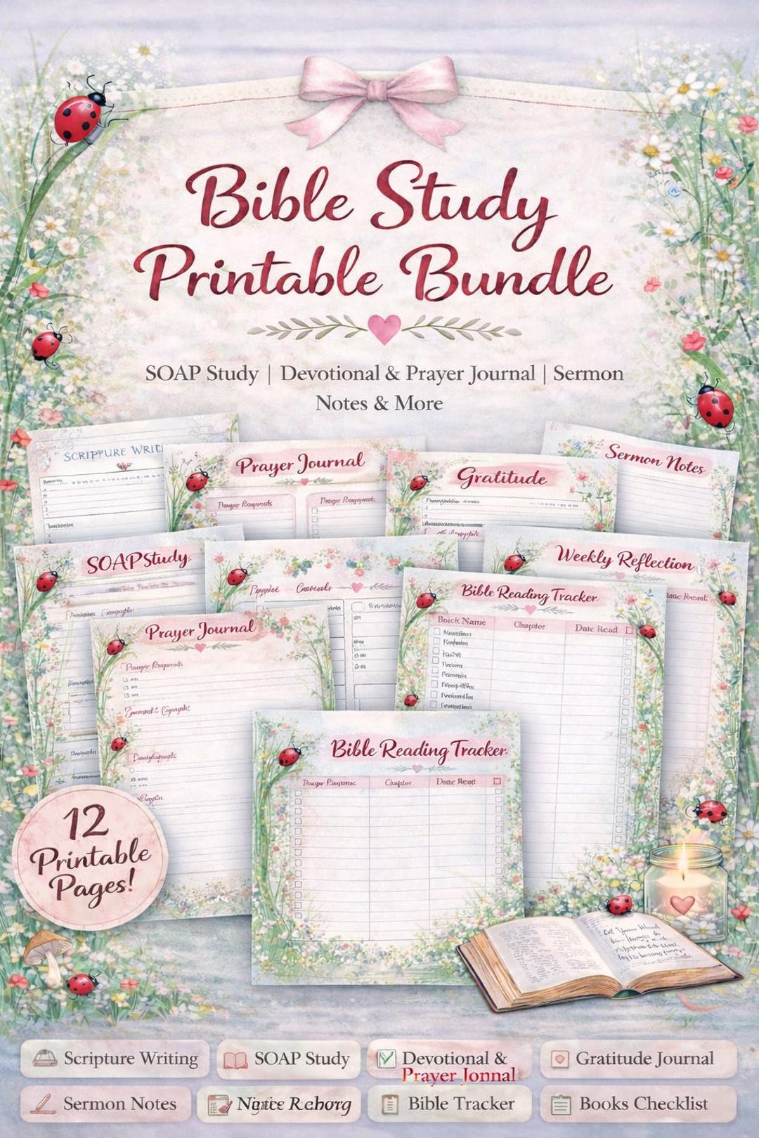 Bible Study Printable Bundle, Christian Planner Pages, SOAP Study ...