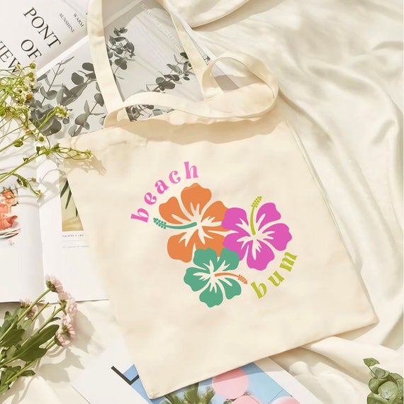 Tote Bag Aesthetic Weekender Bag Hibiscus Beach Bum Tote Bag Etsy