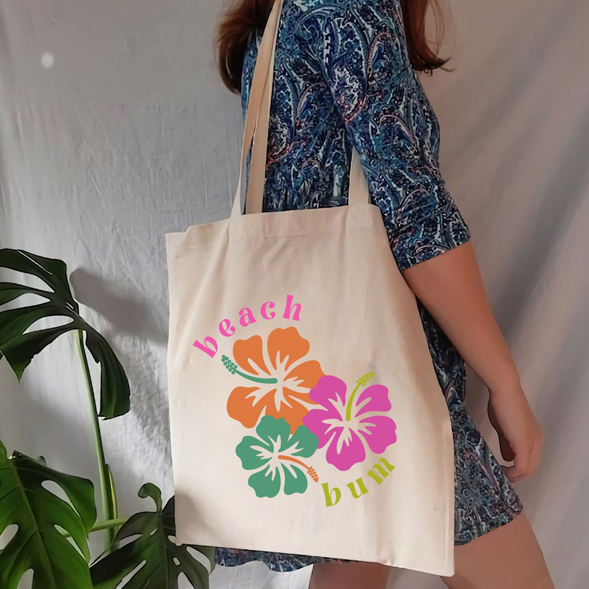 Tote Bag Aesthetic Weekender Bag Hibiscus Beach Bum Tote Bag Etsy