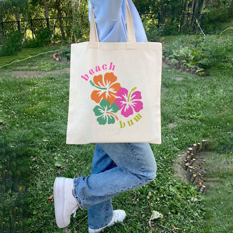 Tote Bag Aesthetic Weekender Bag Hibiscus Beach Bum Tote Bag Etsy