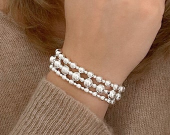 925 Sterling Silver Stretch Bracelet, Bracelet, Stacked Bracelets