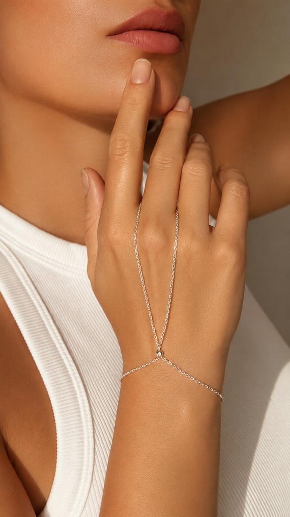 Italian 925 Sterling Silver Hand Chain Bracelet, Sterling Silver Bracelet, Women's Bracelets