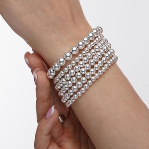 925 Sterling Silver Stretch Bracelet, 6mm, 8mm, Bracelet, Stacked Bracelets