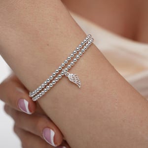 925 Sterling Silver Stretch Angel Wing Bracelet, Silver Angel Wing, Stretch Bracelet, Angel Wings