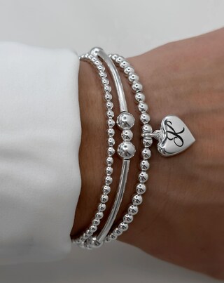 Gleamart Bracciale A Giro Con Iniziale E Cuore, In Acciaio Inox, Regolabile, Per Donna, Confezione Regalo