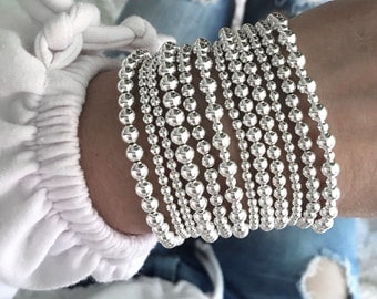 925 Sterling Silber Stretch Armband, Armband, gestapelte Armbänder, Damen Armbänder