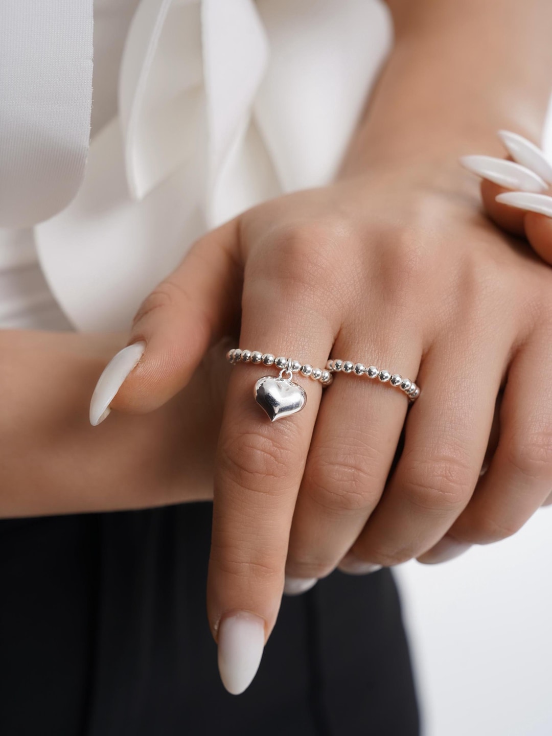 Set Di Anelli Impilabili In Argento Sterling: Con Perline - Foto 7