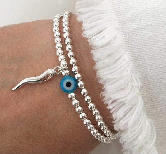 925 Sterling Silver Cornetto Evil Eye 