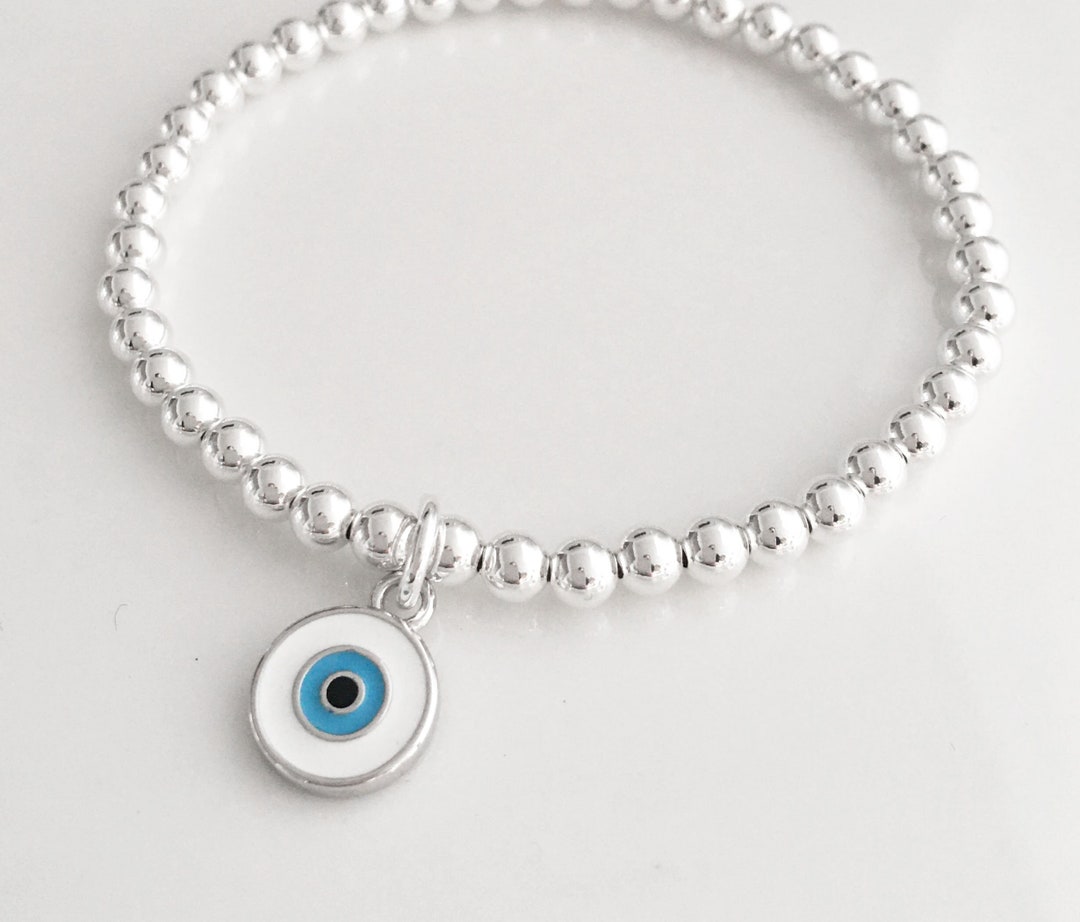 925 Sterling Silver Bracelet, Evil Eye Charm, Evil Eye Bracelet ...