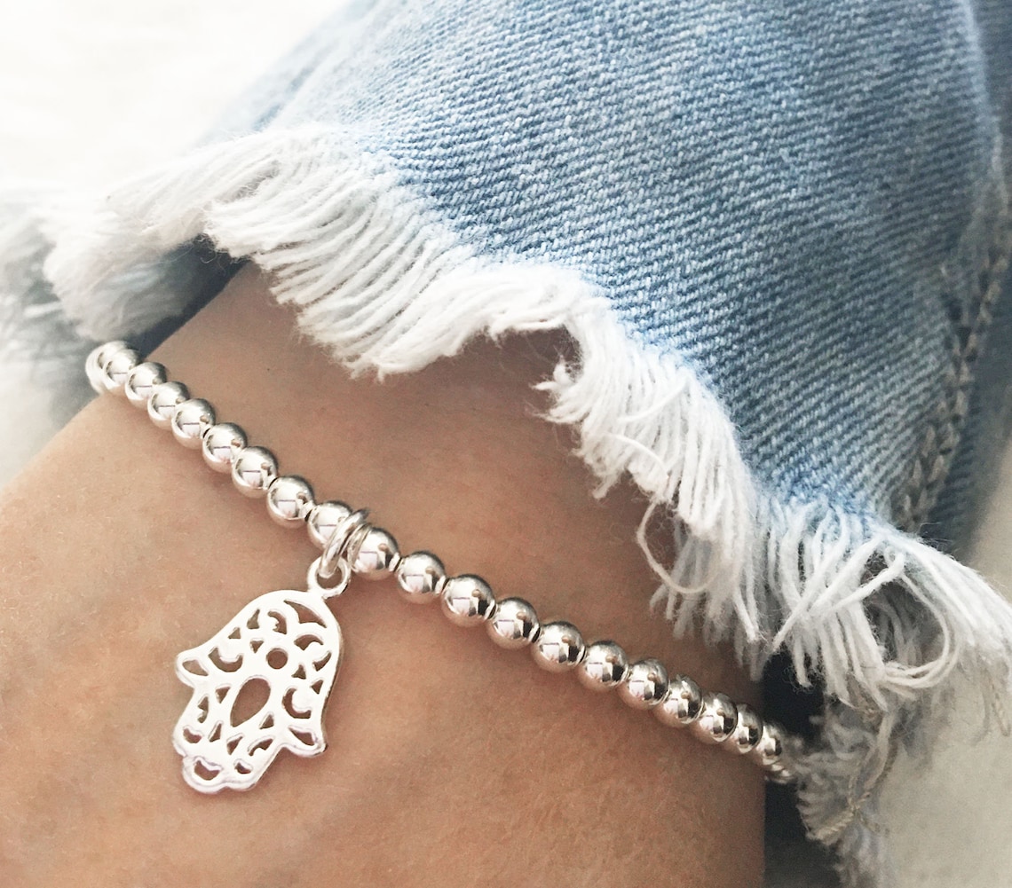 925 Sterling Silver Stretch Charm Bracelet Sterling Silver Etsy