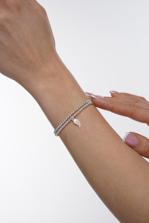 Handgefertigtes Perlenarmband Mit Herz-Stern-Flügel