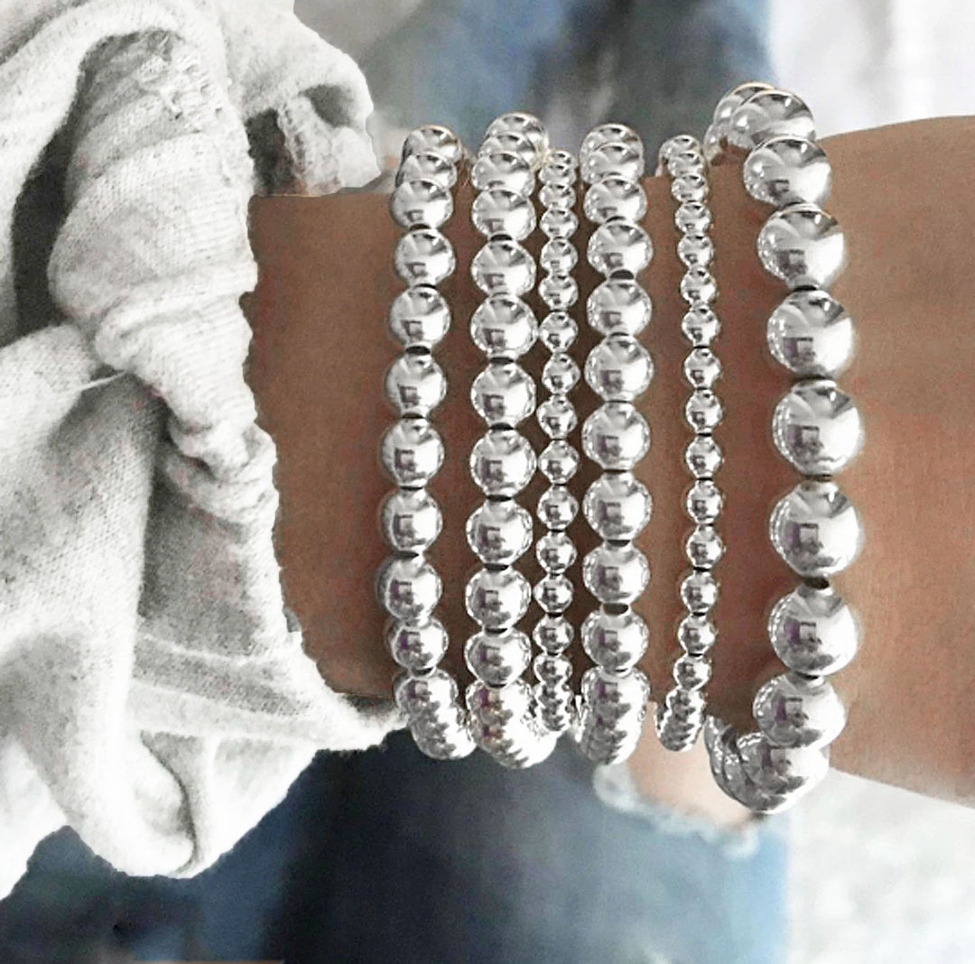 Silverly Bracciale elasticizzato in argento Sterling multicolore
