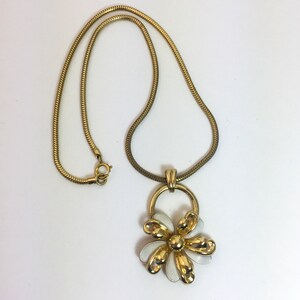 Vintage Gold Tone Metal Pendant Necklace Chain Costume Jewelry for Women