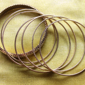 Vintage Gold Tone Bracelets Set of 7, Vintage Jewelry Bangles