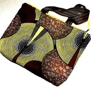 Large Brown, Yellow, Black, and White, Concentric Circled Tote Bag