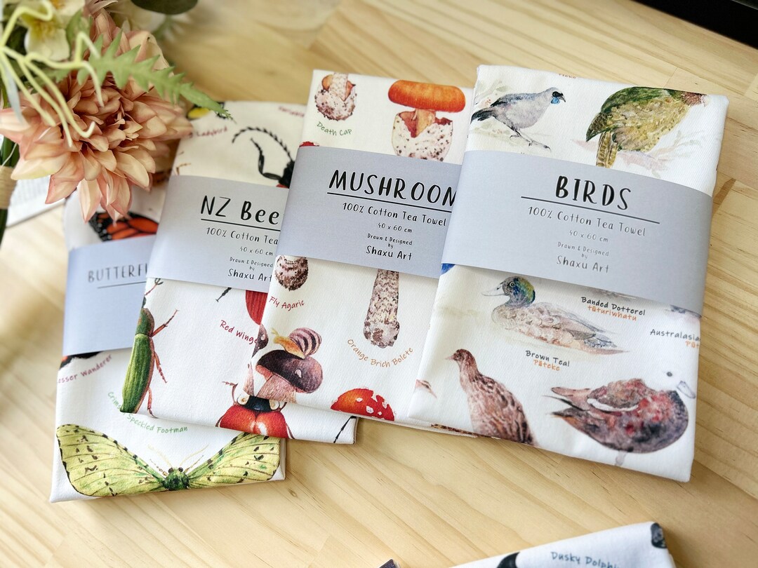 Pre Order Tea Towels, New Zealand Birds / Fish / Butterflies / Whale