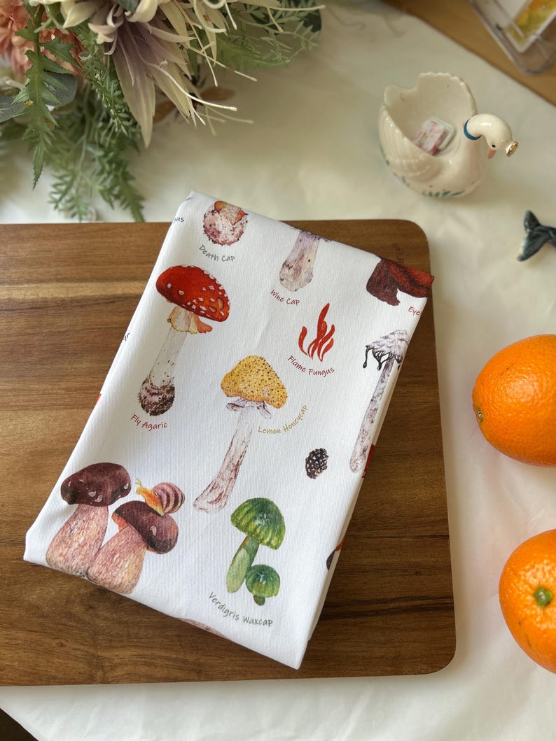 New Zealand Mushroom Cotton Tea Towel image 1