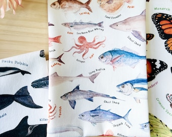 Cotton Tea Towels- New Zealand Fish Tea towels, fish tea towels