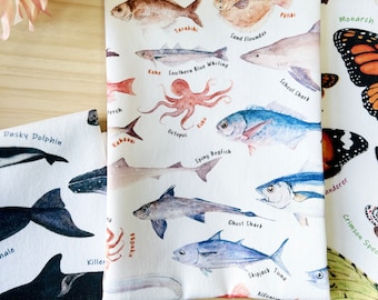 New Zealand Fish Tea Towel: 100% Cotton Kitchen Decor
