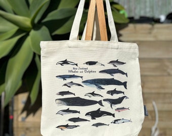 Tote bag- NZ whales & dolphins tote bag