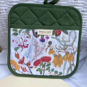 vierkante ovenwant, inheemse boom en bloemen van Nieuw-Zeeland