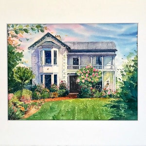Aangepaste aquarelhuisportretten, handgetekende portretten, landschapstekeningen in opdracht