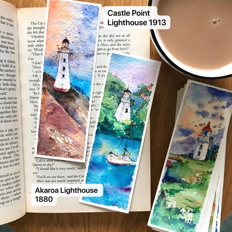 New Zealand Lighthouse Original Watercolour bookmarks 5x15cm Etsy