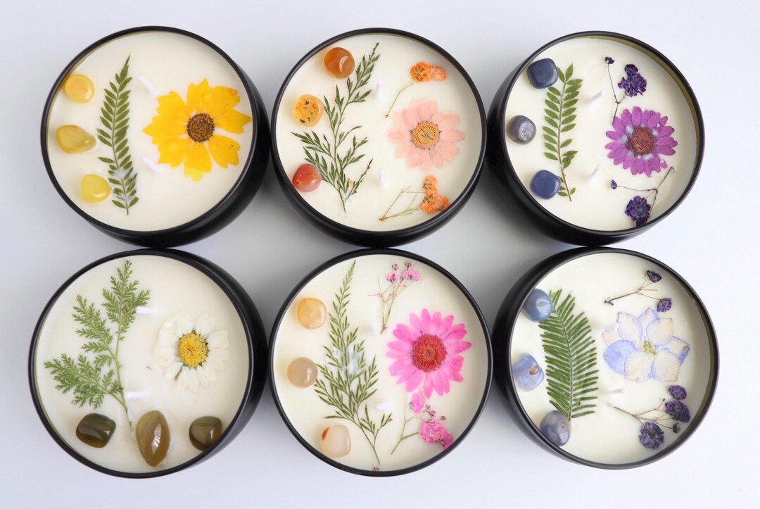 Flower Crystal Intention Candle~handcrafted Soy Ritual Candles~ - Etsy
