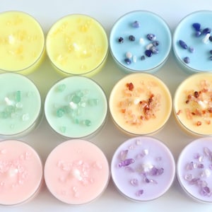 Crystal Intention Tealight Candles: Handpoured Soy Wax with Essential Oils