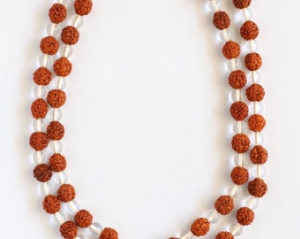 Meditatie Mala~Radruksha + Bergkristal Mala~Yogi Mala