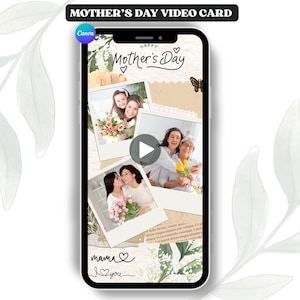 Videokaart voor Moederdag | Moederdagkaart | Fijne Moederdag | Mam | Mama | Direct downloaden | Bewerkbaar | Canvas | Videokaart:
