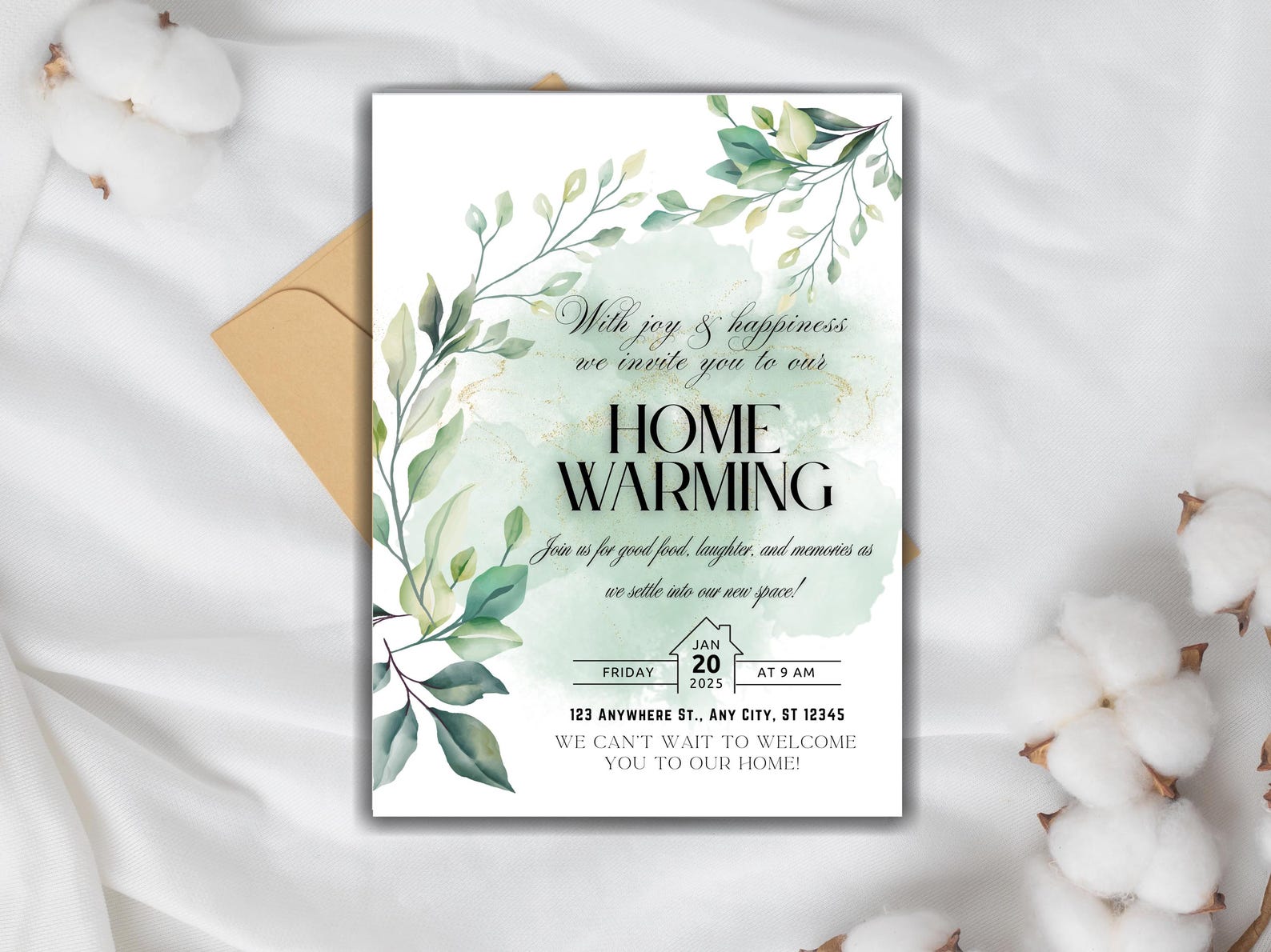 Greenery Housewarming Invitation: Modern Minimalist (canva Template) - Etsy