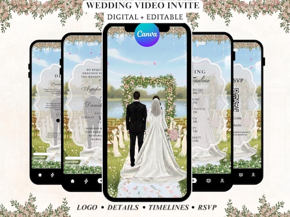 Wedding Invite Digital RSVP, Customizable Animated Template, Wedding video - Invitation Mariage Digital Wedding Invitation Countdown