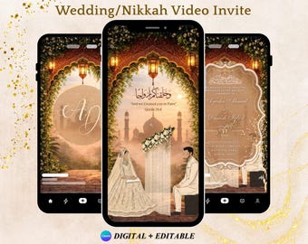 Nikkah Hochzeit Video Einladen Hochzeitseinladungen Muslimische Hochzeit einladen canva Vorlage Save the Date Hochzeitsvorlagen digitaler Download